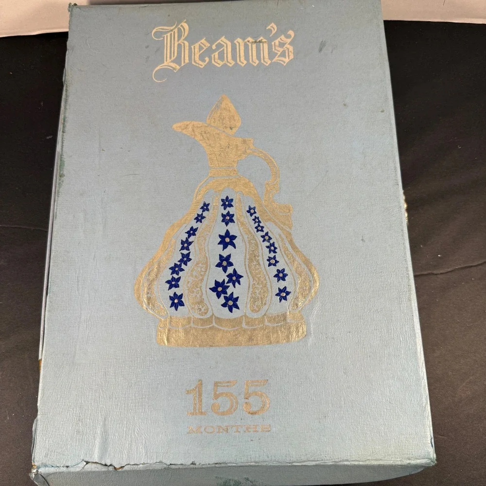 Vintage Jim Beam Decanter 155 Months Old Regal China Blue Floral Gold With Box